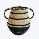 High-quality woven basket resembling a vase, adorned with colorful patterns.