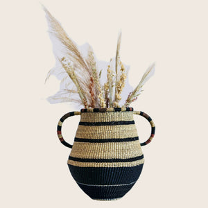 High-quality woven basket resembling a vase, adorned with colorful patterns. - hover