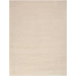 Plain, neutral-colored rug with smooth texture and minimalist design.