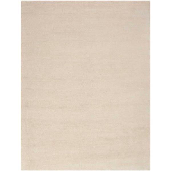 Plain, neutral-colored rug with smooth texture and minimalist design.