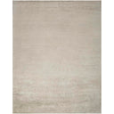 Minimalist, elegant rug with subtle texture in light neutral color.