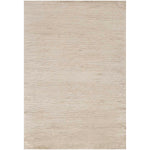 Soft and plush beige rug with ribbed texture, perfect comfort.