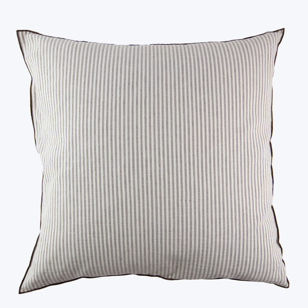 Square pillow with vertical striped pattern and textured appearance.
