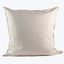 Square decorative pillow with subtle brown stripes and piping border.
