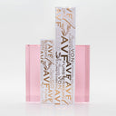 Identical rectangular cosmetic boxes with pink hue and metallic design.