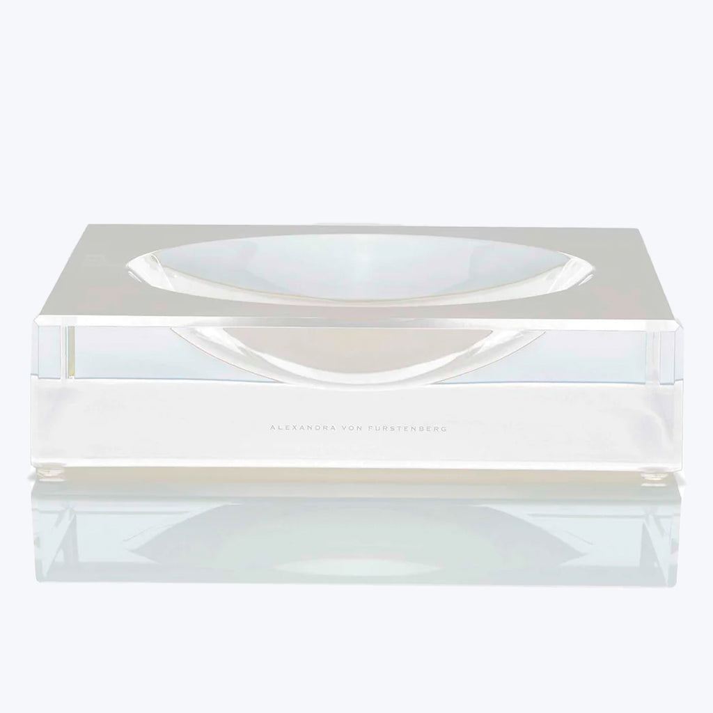 Sleek, transparent acrylic box with a modern design by Alexandra von Furstenberg