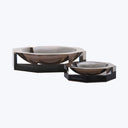 Modern, elegant designer bowls with glossy, smoky transparent finish.