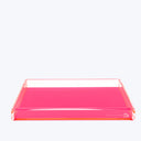 Rectangular pink tray with sleek design and raised edges.