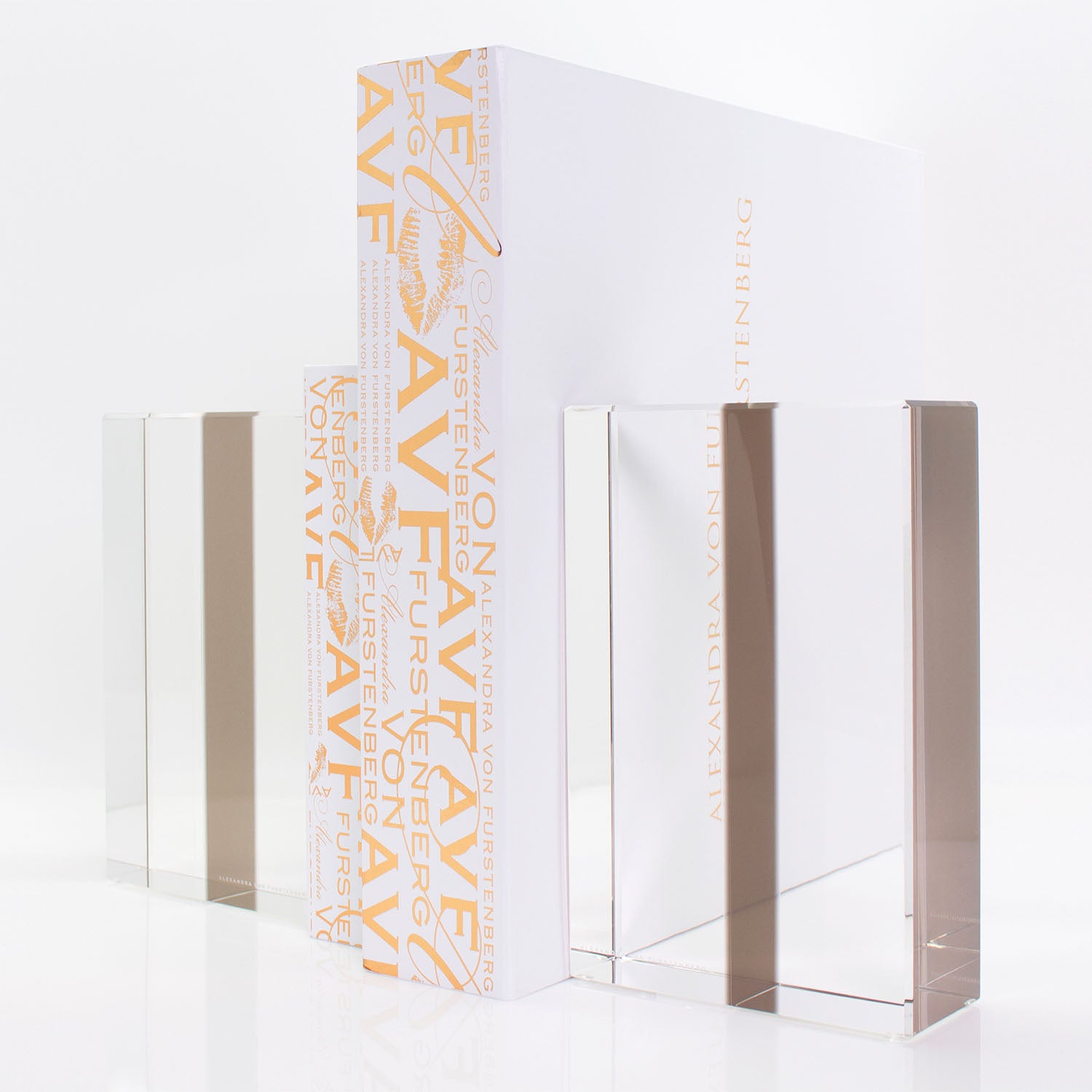 Set of four elegant stepped awards displayed in white gift box