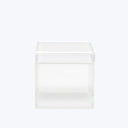 Clear plastic storage box with lid for organizing small items.