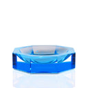 Modern translucent blue bowl with geometric design by Alexandra von Furstenberg.