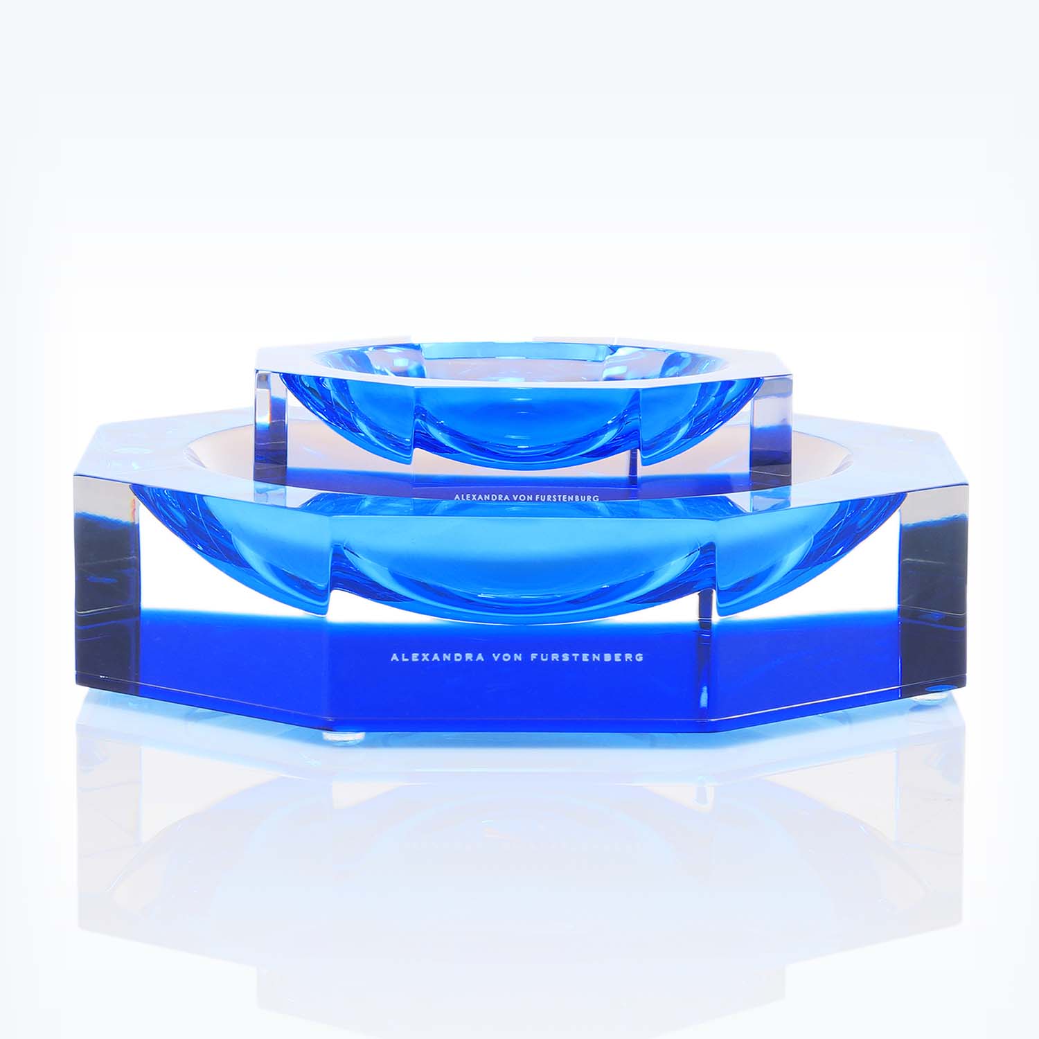 Contemporary acrylic blue object with sleek design by Alexandra von Furstenberg.