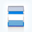 Contemporary acrylic box with vibrant blue panels and sleek design.