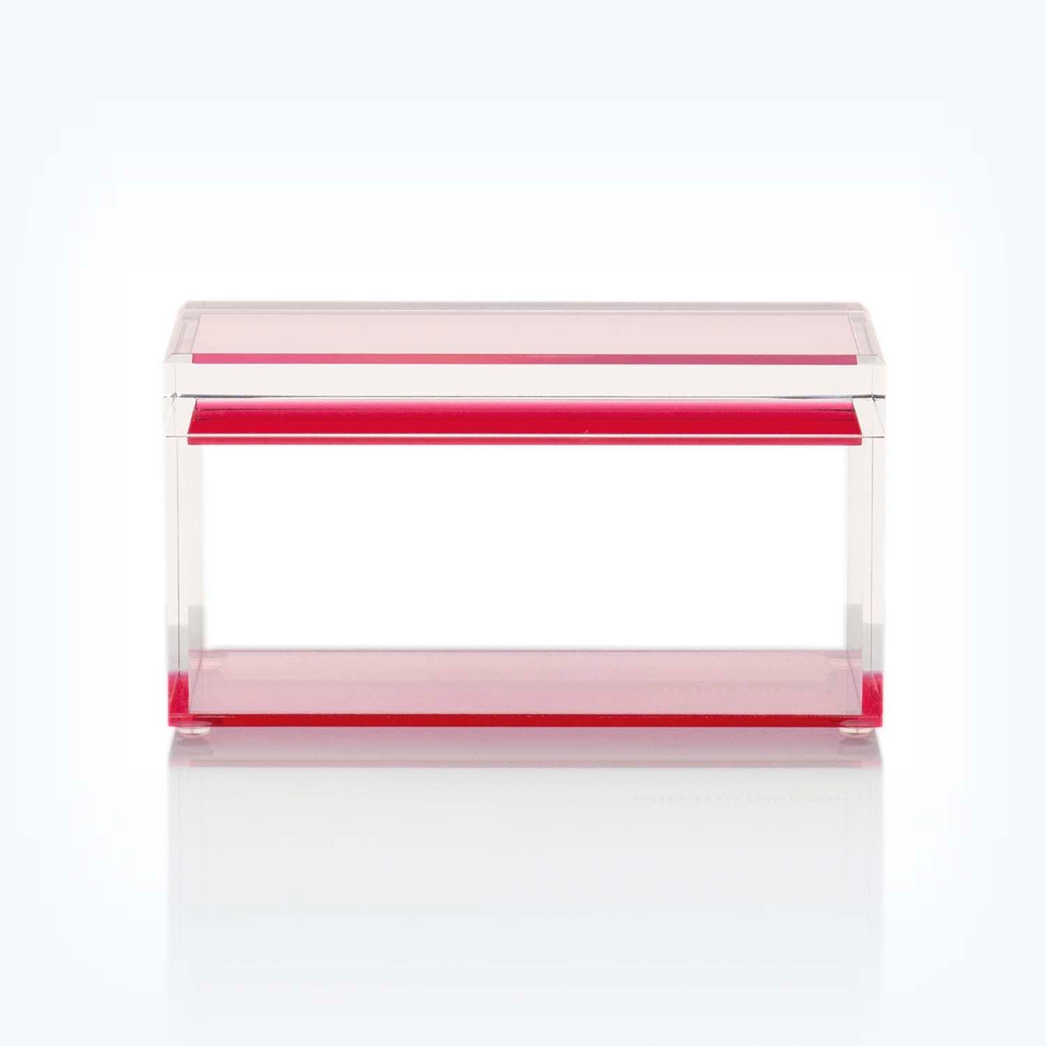 Sleek, modern acrylic box with red accents - versatile and stylish.