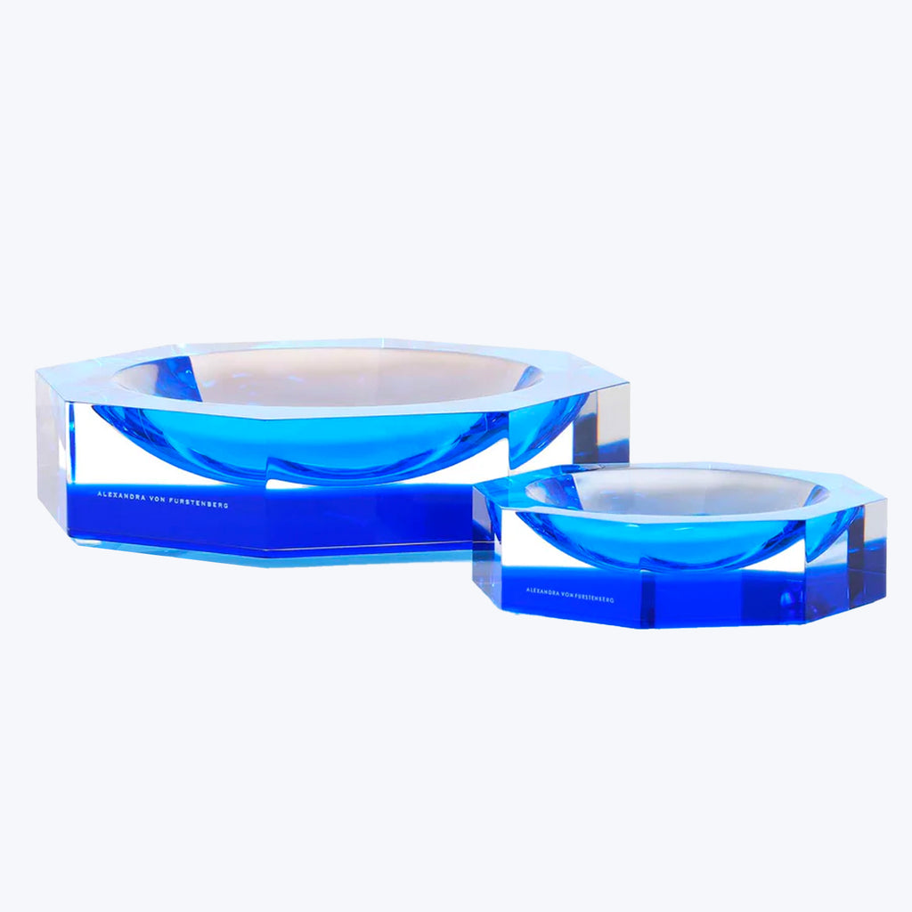 Decorative acrylic/glass hexagonal bowls by Alexandra Von Furstenberg, showcasing modern design.