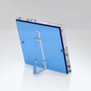 Modern acrylic award with translucent blue panel and elegant design.