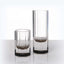Modern, elegant glass vases with clean lines and reflective surface.