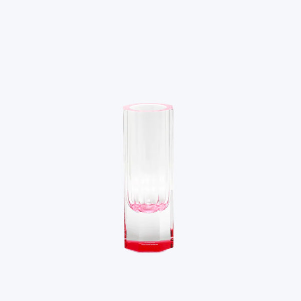 Simple and elegant clear glass with a pinkish-red tint base.