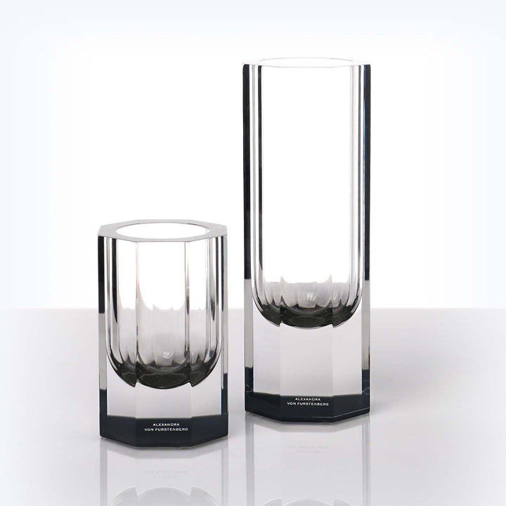 Stunning designer vases by ALEXANDRA VON FURSTENBERG showcase elegance and clarity.