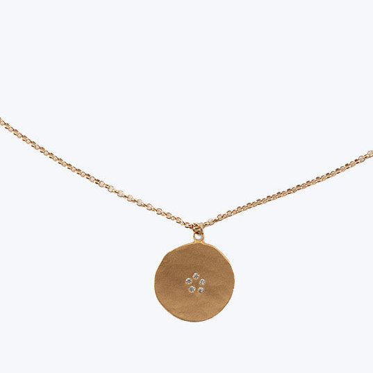 22k Gold Diamon Hammered Charm Necklace