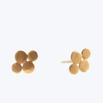 Gold-toned stud earrings with clover pattern, modern and elegant design.