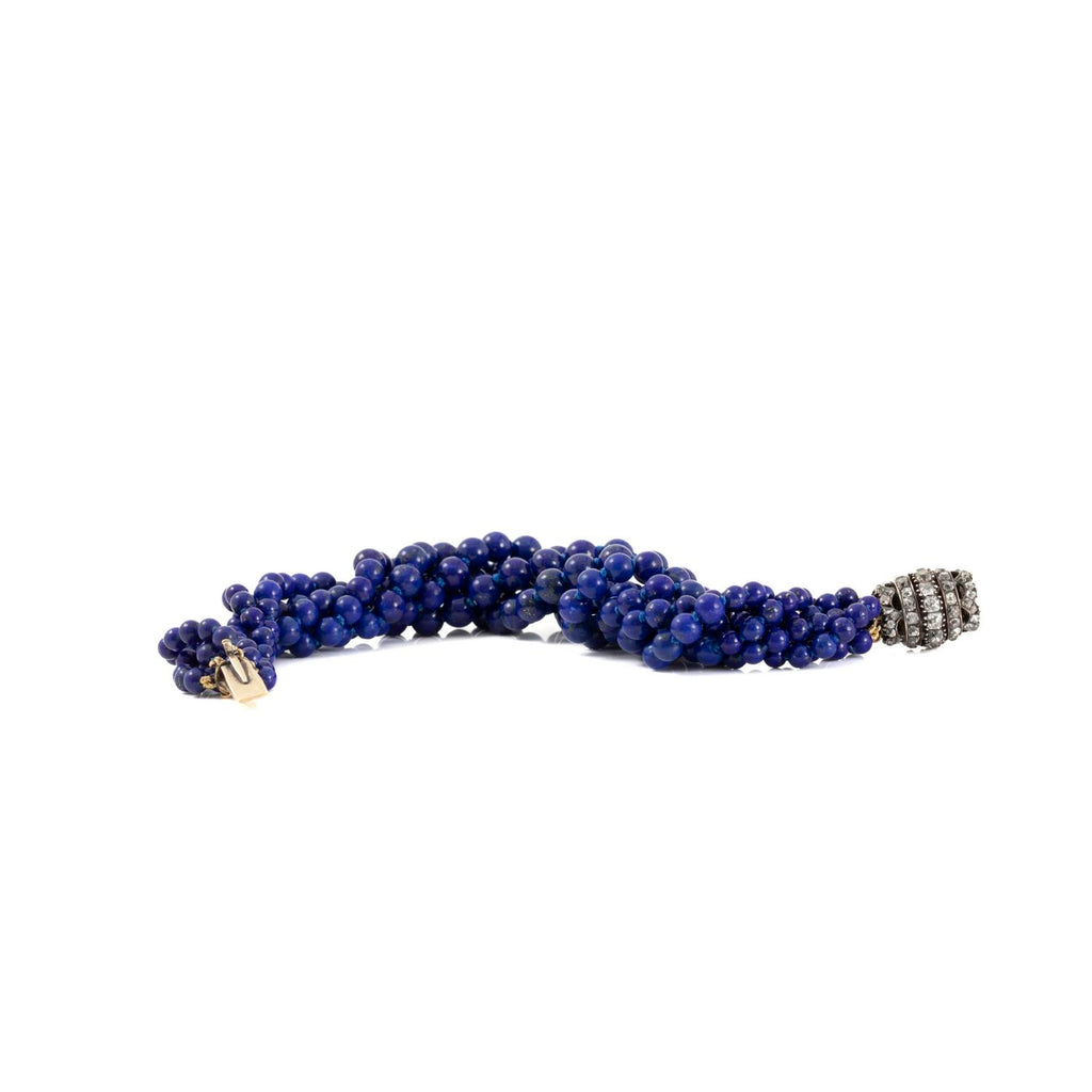 Lapis Lazuli Bracelet with Antique Diamond Clasp Default Title