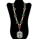 Exquisite ethnic-inspired necklace featuring colorful beads and intricate pendant
