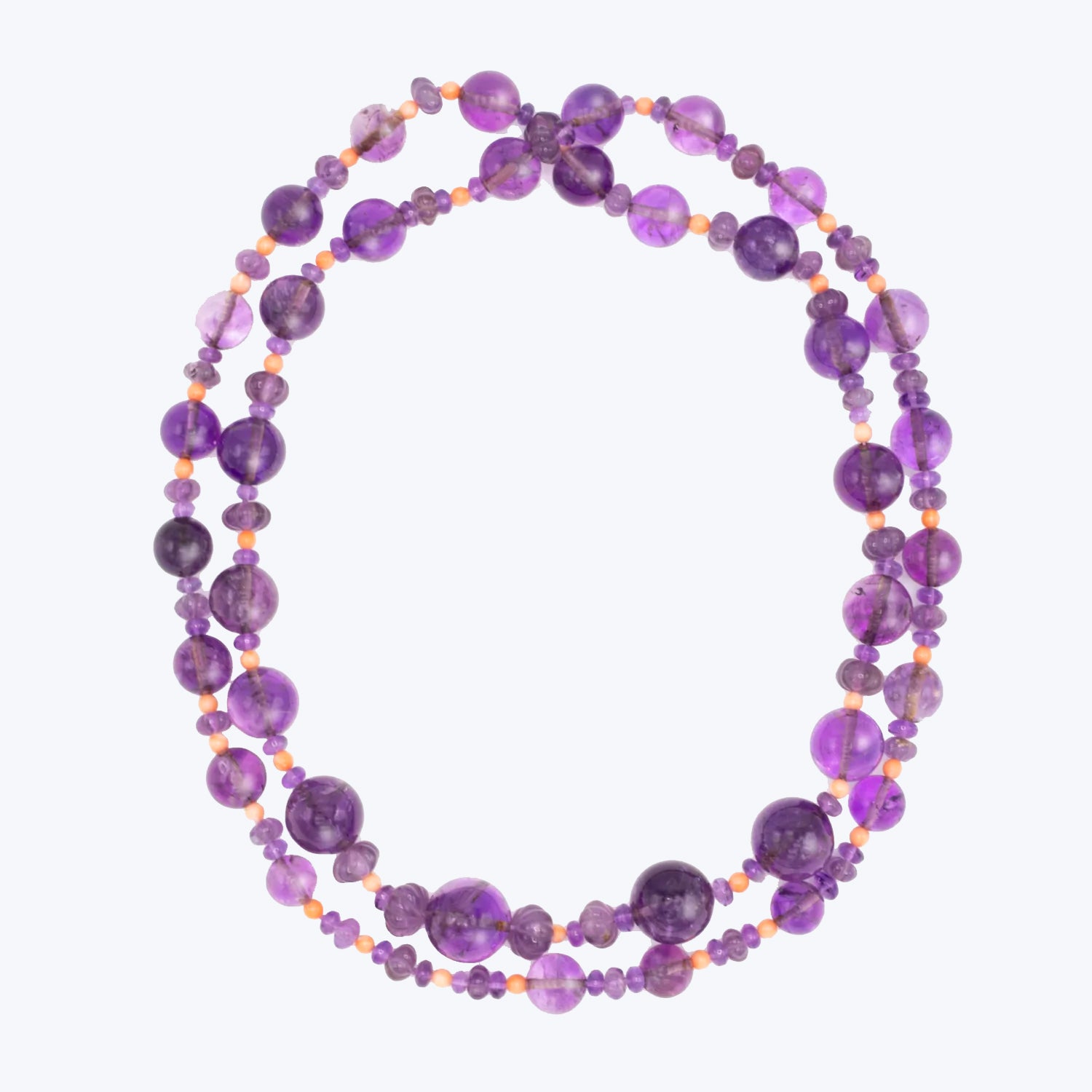 Amethyst and Coral Bead Long Necklace