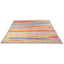 Vibrant, striped area rug with soft texture and decorative fringe.
