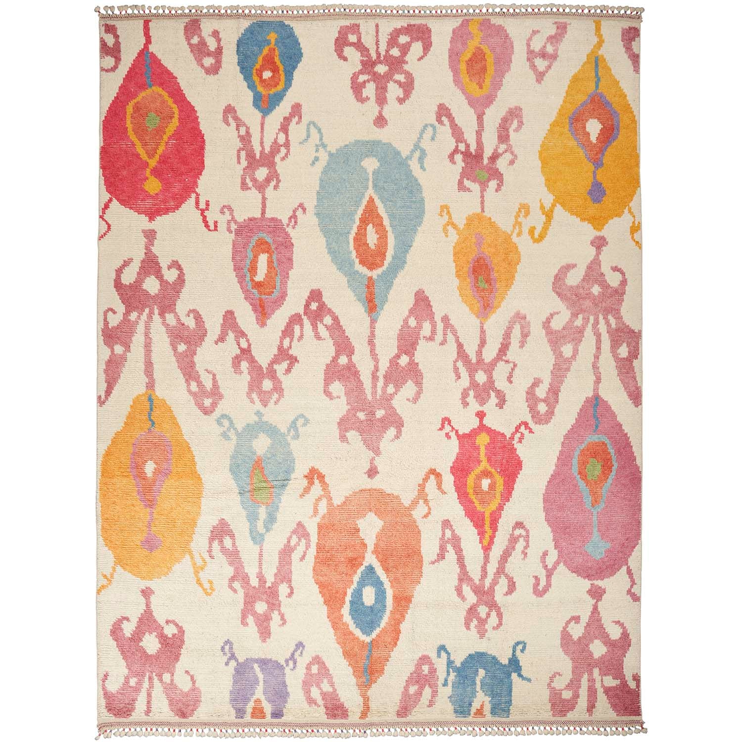 Exquisite handmade rug with intricate floral motifs in vibrant colors.
