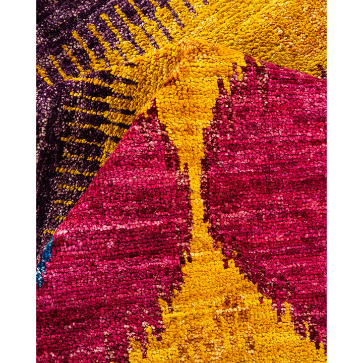 Vibrant and intricate close-up of a colorful woven textile.