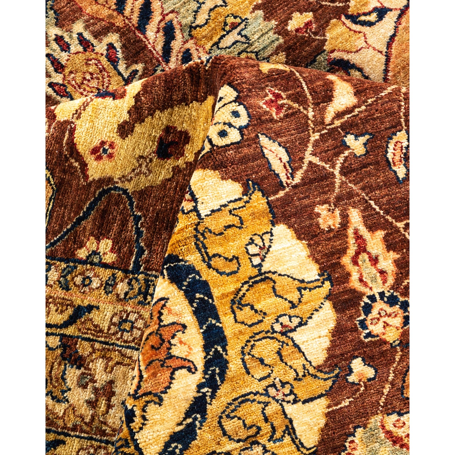 DS Eclectic Hand-Knotted Rug - Brown 9' 10" x 13' 7" Default Title