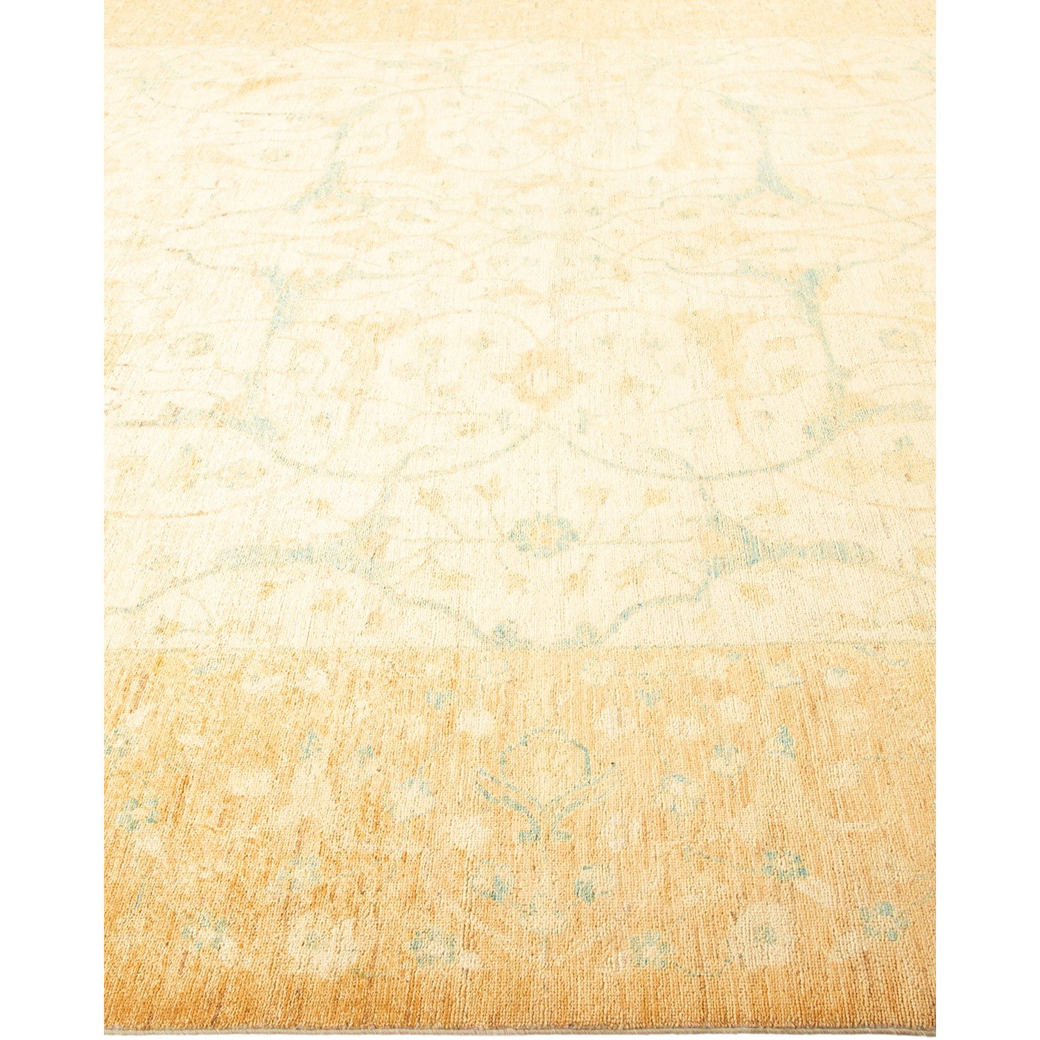 Vintage-inspired area rug with subtle floral motifs and faded look.