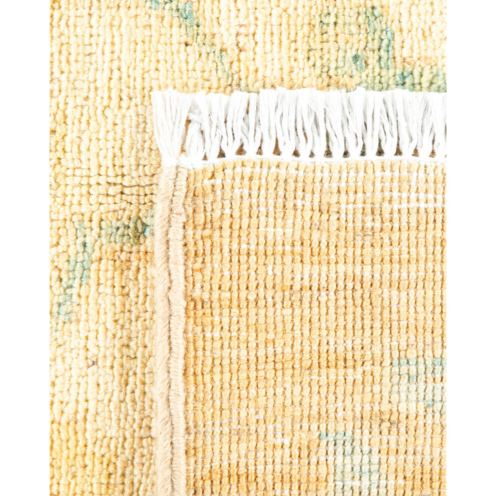 Close-up of a handwoven rug with textured nubby surface