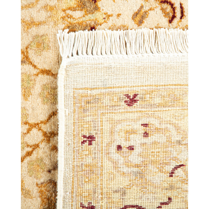 Contrasting textures and patterns of two distinct rugs on display.