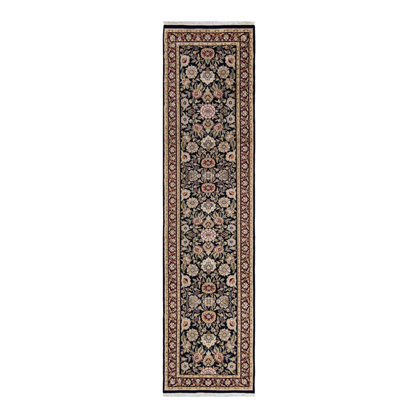 Intricate floral motif runner in pink, beige, and blue shades.