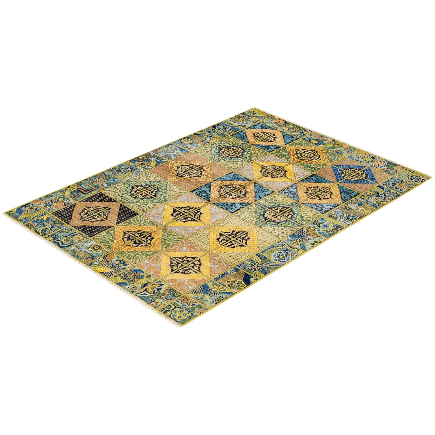 DS Eclectic Hand-Knotted Rug - Green 5' 8" x 7' 10" Default Title