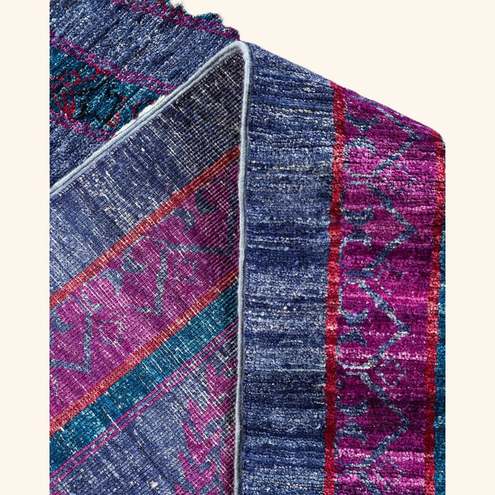 Vibrant and intricately patterned textile showcasing diverse colors and textures.