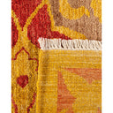 Close-up of a vibrant, intricately woven rug with soft texture