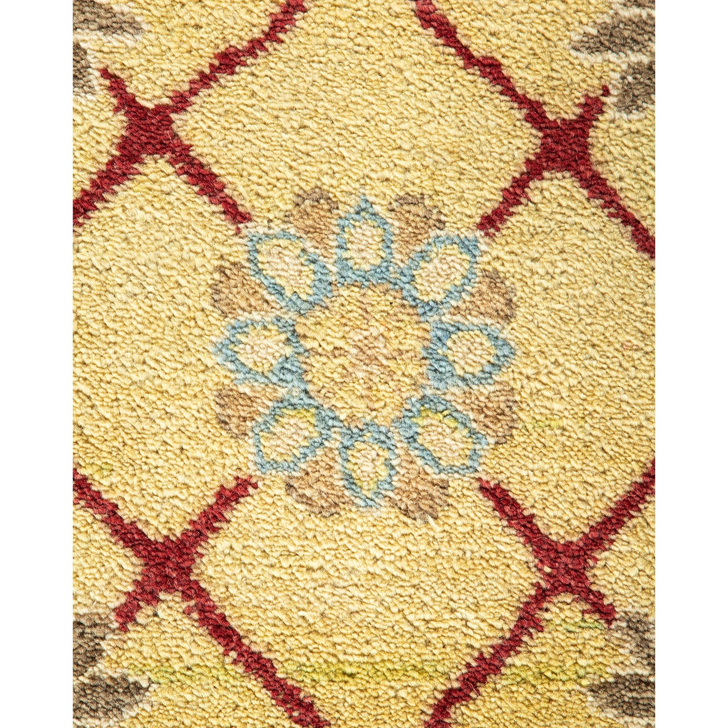 Exquisite traditional rug showcases intricate geometric and floral motifs.