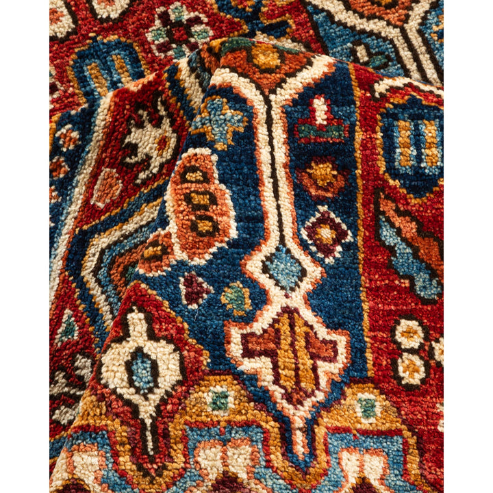 Exquisite, handcrafted Oriental rug showcases intricate patterns and vibrant colors.