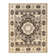 Intricate, symmetrical area rug with geometric and floral motifs.