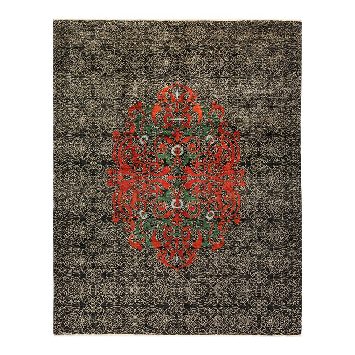 Exquisite traditional rug with intricate symmetrical design adds elegance to interiors.