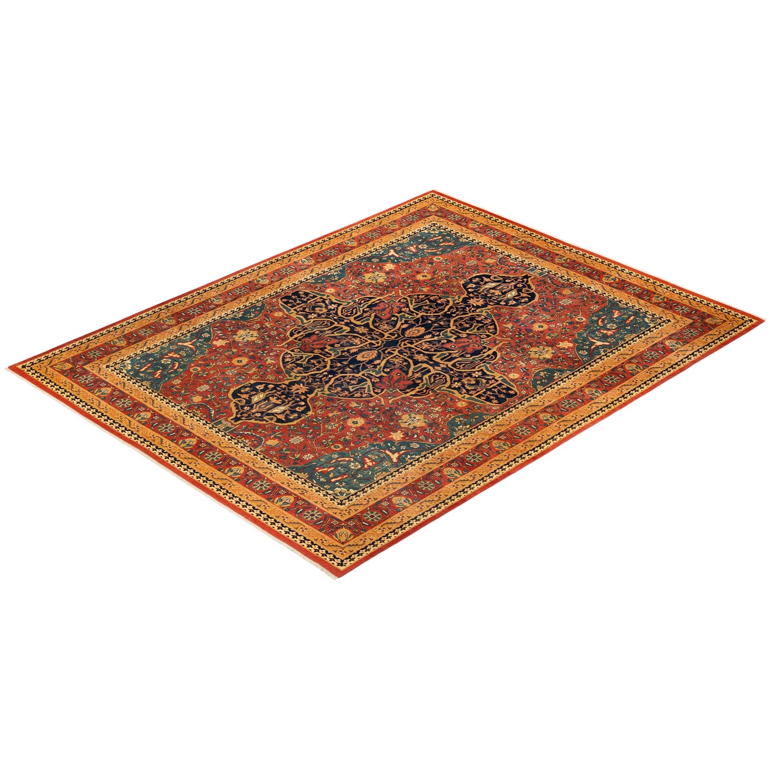 Exquisite Persian-style rug with intricate patterns and vibrant color palette.