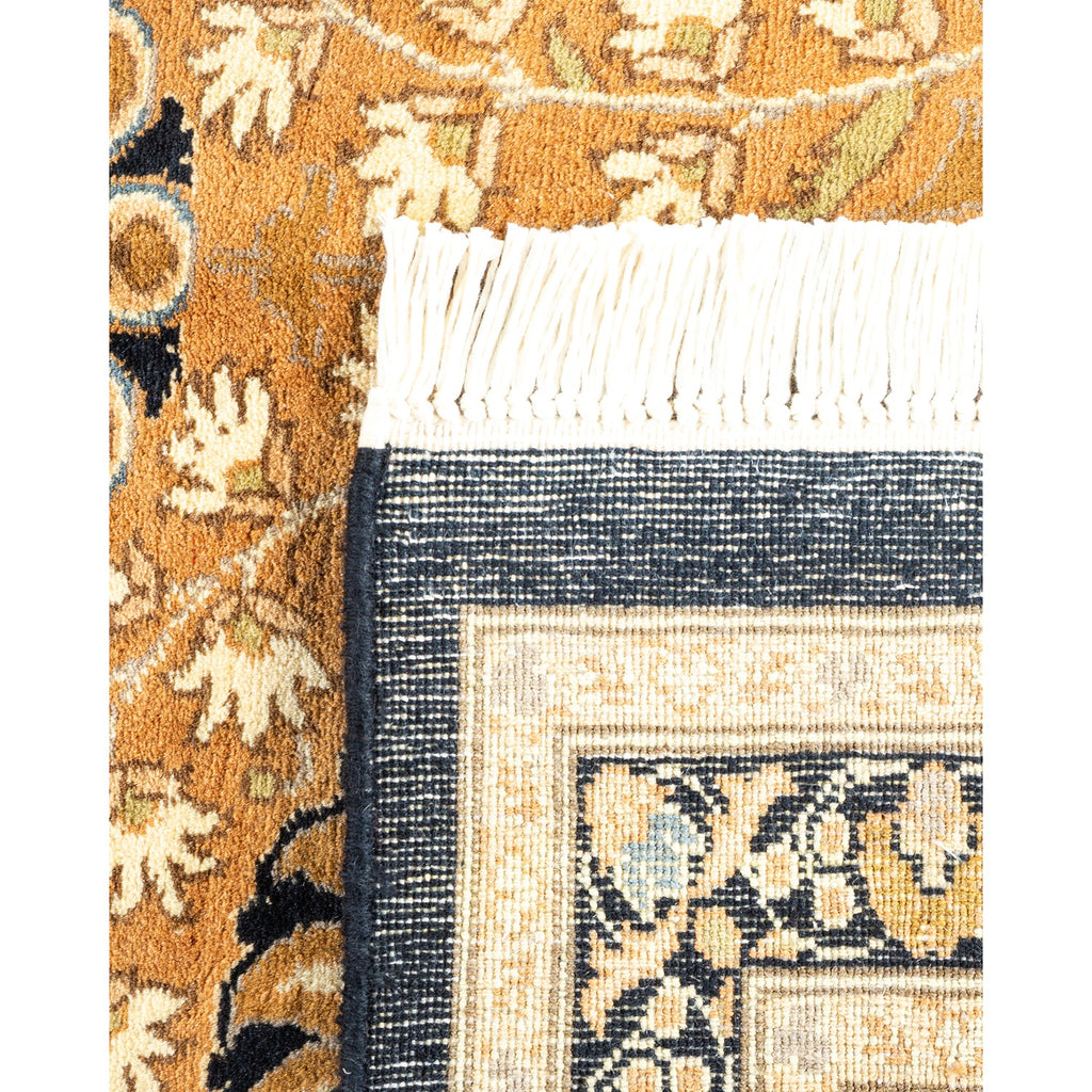 Two textile fabrics, one ornate and floral, the other geometric.