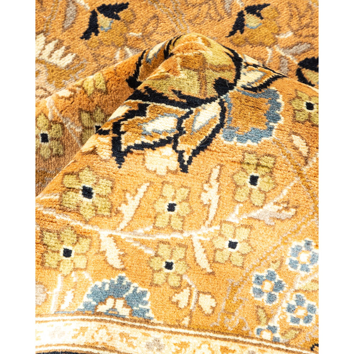 Close-up view of a floral patterned textile with folded corner.