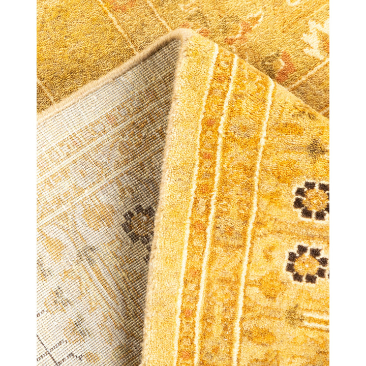 Two layered high-pile carpets showcase contrasting colors, patterns, and textures.