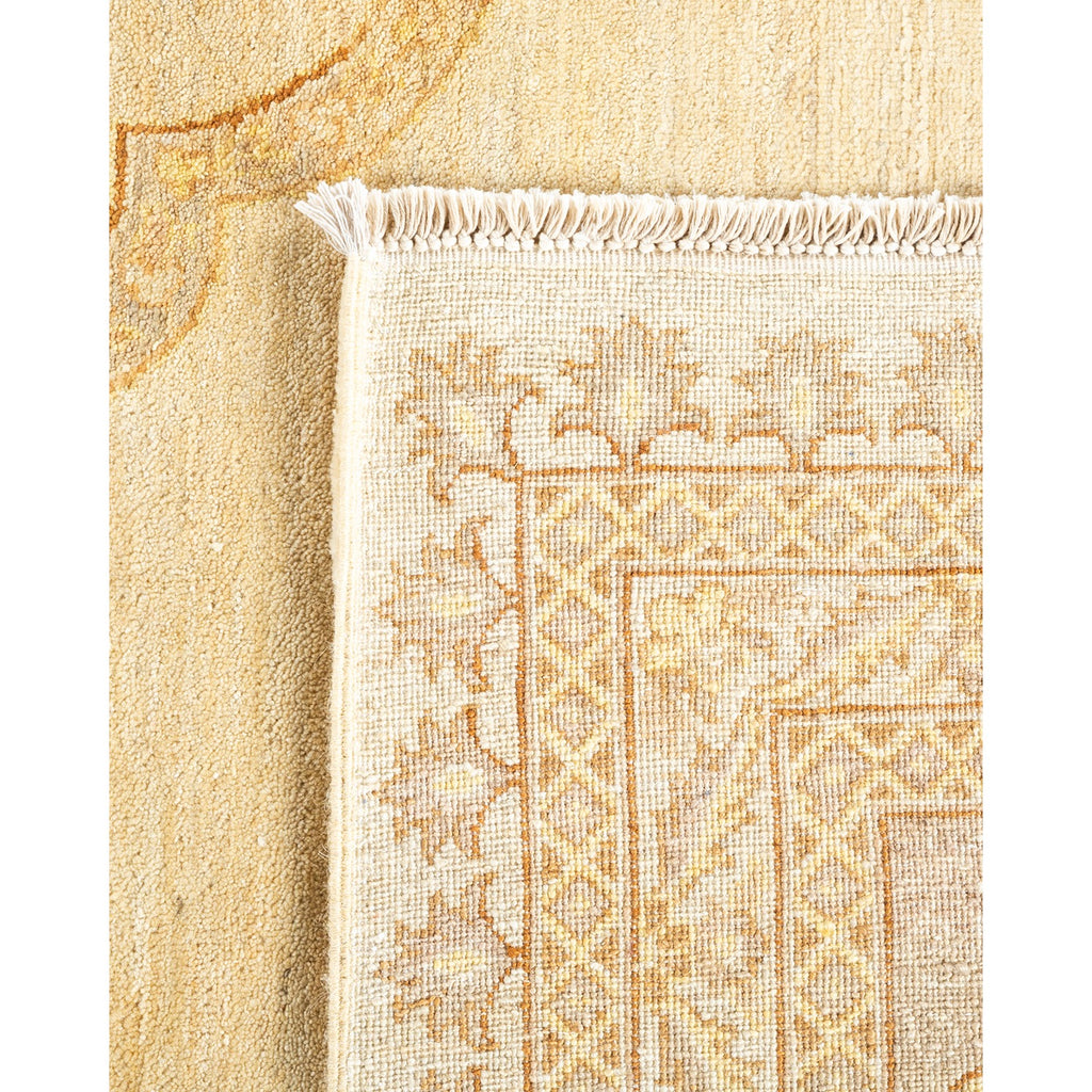 Intricately patterned rug featuring contrasting textures and exquisite craftsmanship.