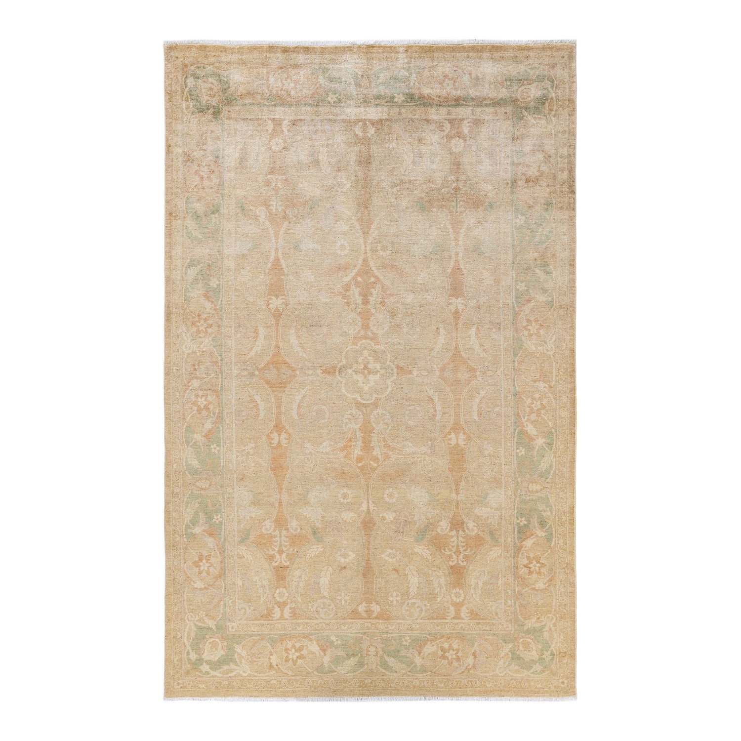Elegant rectangular floor rug featuring intricate floral and vine motifs.