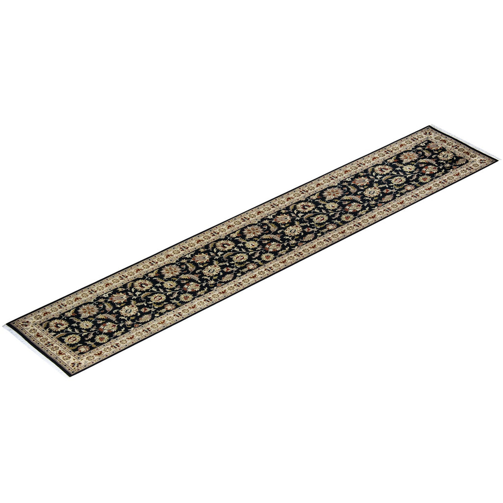 An ornate, traditional area rug with floral motifs displayed elegantly.